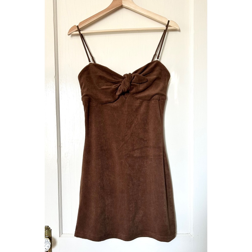 Araminta‎ James x Tuchuzy Cotton Terry Bow Sweetheart Dress Chocolate M Vacation